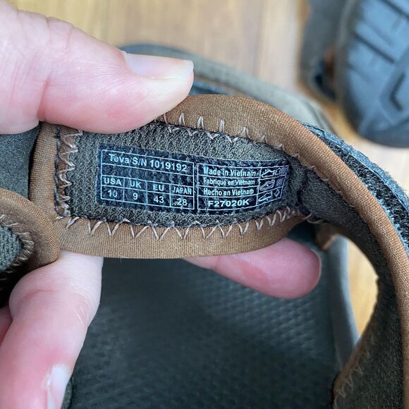 Teva Sandals Shoes Mens 10 Brown Gray Suede Adjustable Strap Outdoor Hiking - Picture 7 of 8